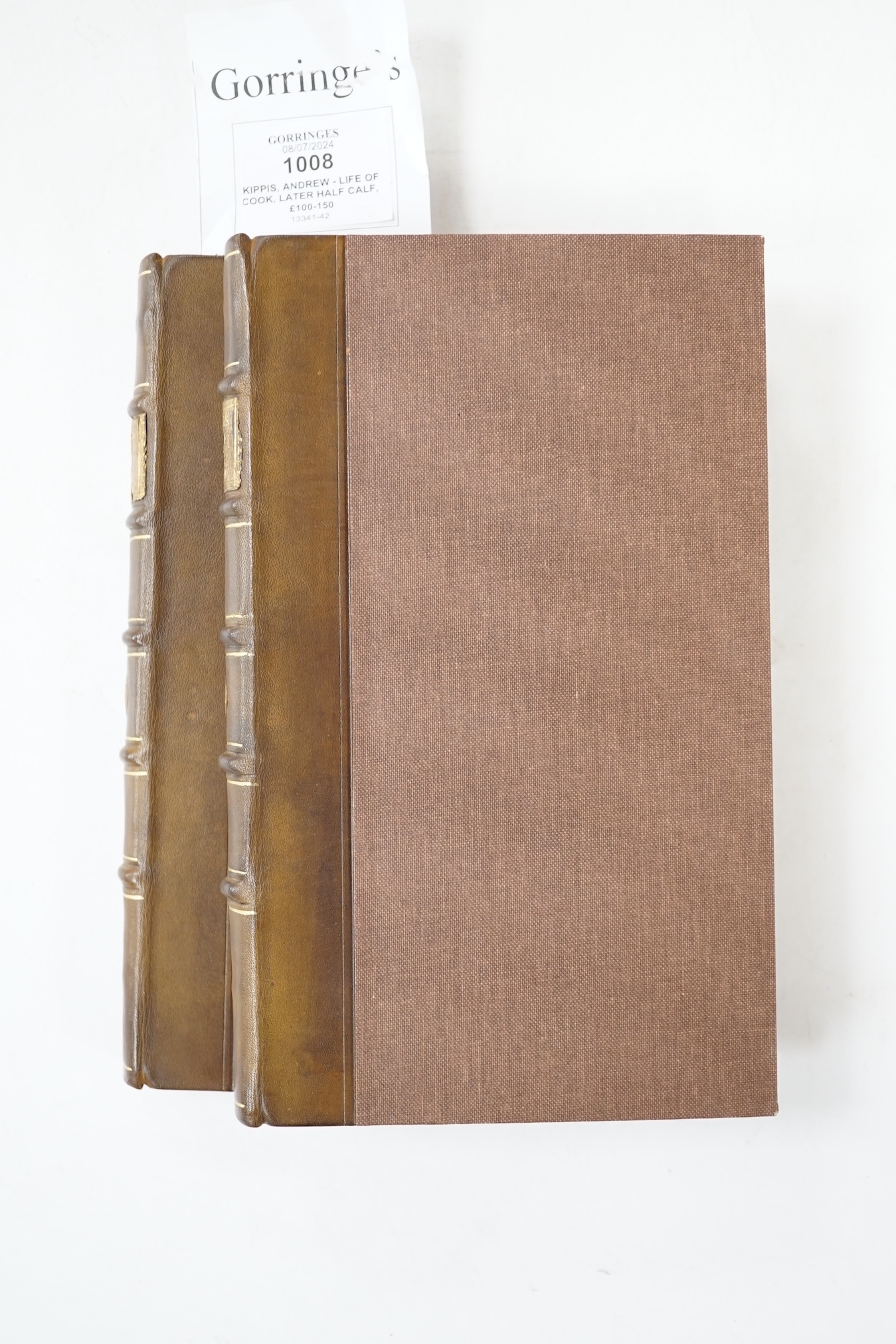Kippis, Andrew - The Life of Captain James Cook. 2 vols. newly rebound quarter calf and cloth, gilt panelled spines. Basil printed by J.J. Tourneisen, 1788